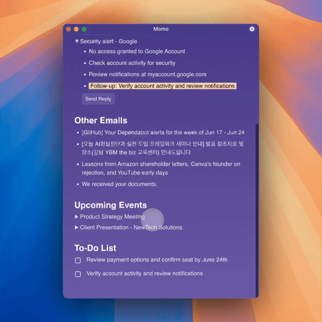 Momo Interface Preview